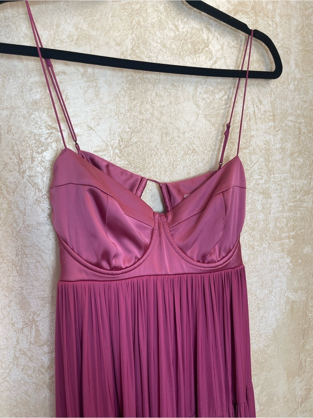 Free People Freya Berry Pink Satin Corset Tiered Maxi Dress M Coquette Fairycore - Picture 11 of 16